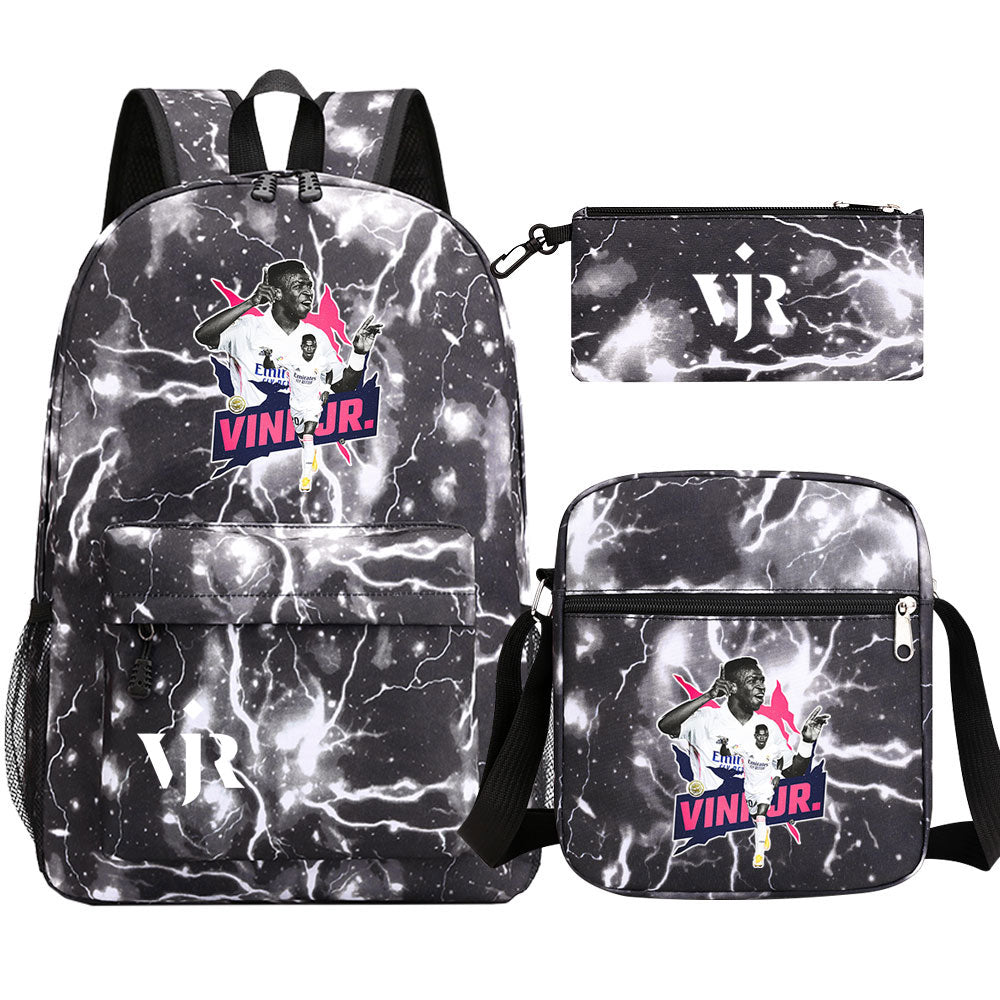 Vinicius Junior Football Player SchoolBag Backpack Shoulder Bag Book Pencil Bags 3pcs Set