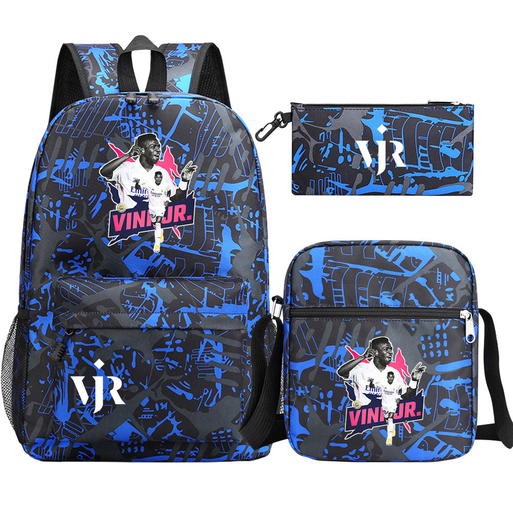 Vinicius Junior Football Player SchoolBag Backpack Shoulder Bag Book Pencil Bags 3pcs Set