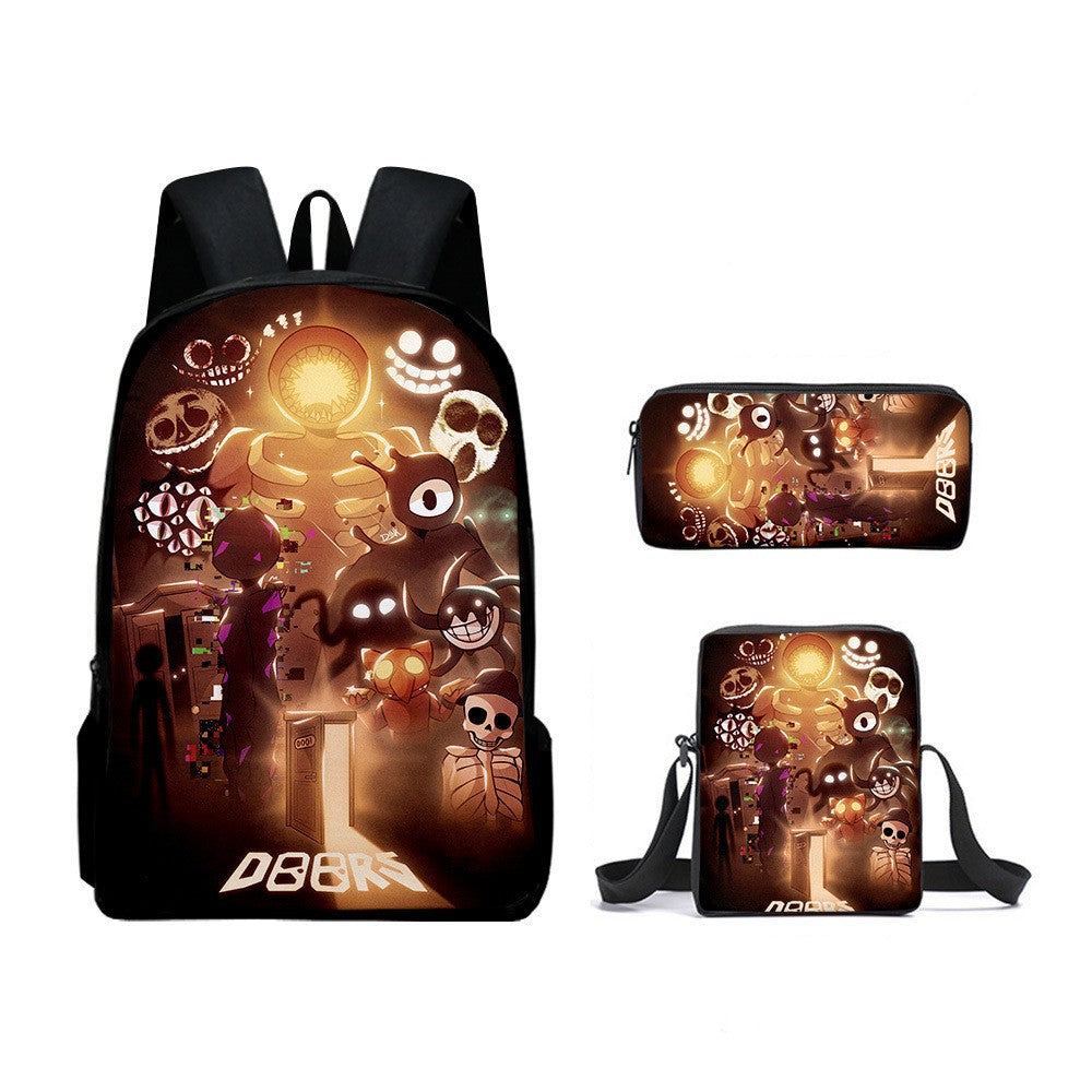Roblox Doors Schoolbag Backpack Lunch Bag Pencil Case 3pcs Set Gift for Kids Students
