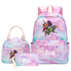 Zelda Pink Starry Sky SchoolBag Backpack Lunch Box Bag Book Pencil Bags 3pcs Set