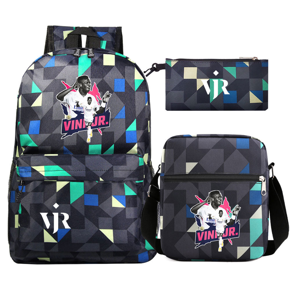 Vinicius Junior Football Player SchoolBag Backpack Shoulder Bag Book Pencil Bags 3pcs Set