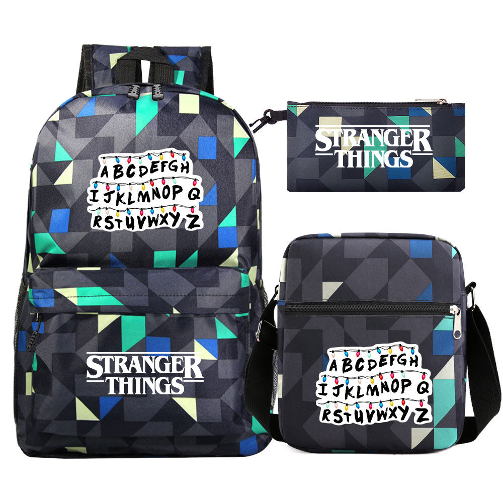 Strangers Things SchoolBag Backpack Shoulder Bag Book Pencil Bags 3pcs Set