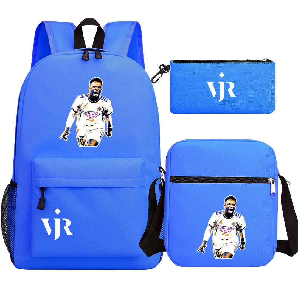 Vinicius Junior Football Player SchoolBag Backpack Shoulder Bag Book Pencil Bags 3pcs Set