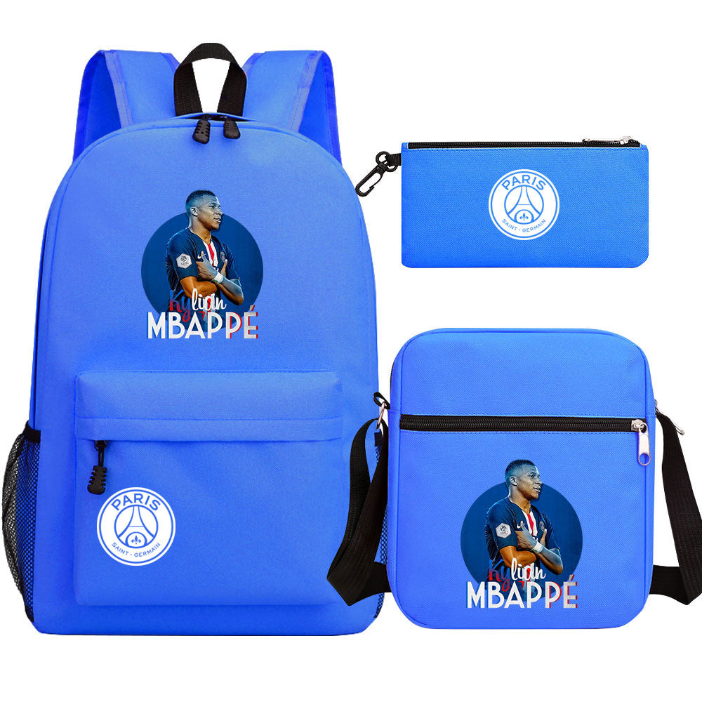 Mbappe Football Player SchoolBag Backpack Shoulder Bag Book Pencil Bags 3pcs Set