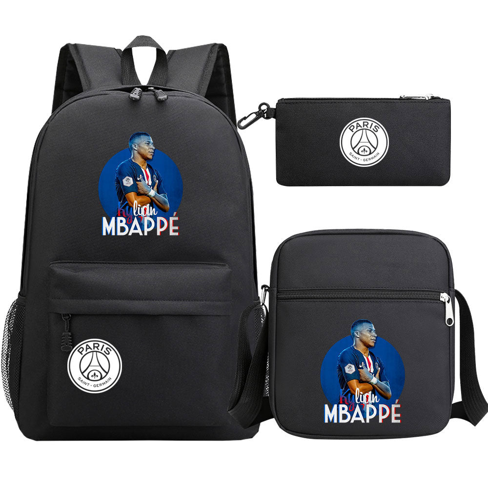 Mbappe Football Player SchoolBag Backpack Shoulder Bag Book Pencil Bags 3pcs Set
