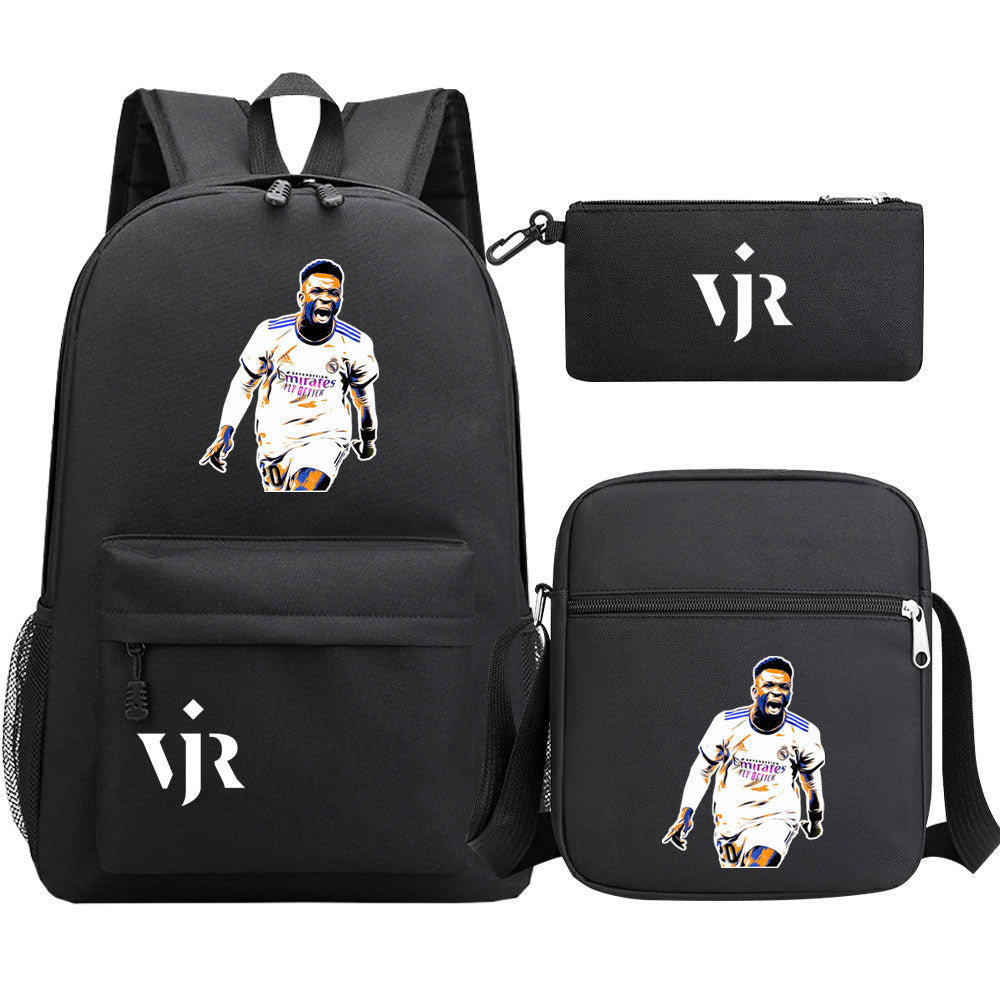 Vinicius Junior Football Player SchoolBag Backpack Shoulder Bag Book Pencil Bags 3pcs Set