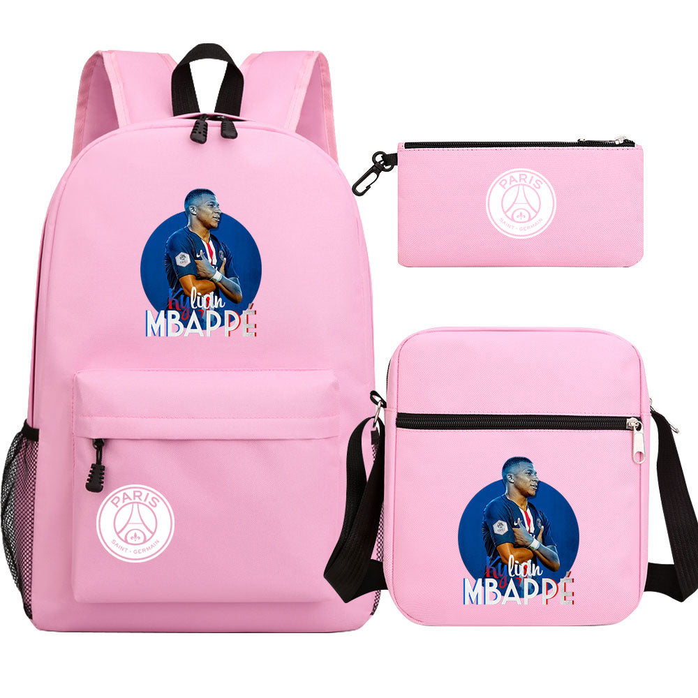 Mbappe Football Player SchoolBag Backpack Shoulder Bag Book Pencil Bags 3pcs Set
