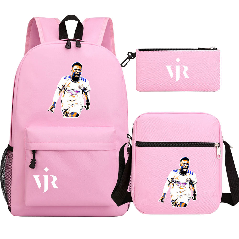 Vinicius Junior Football Player SchoolBag Backpack Shoulder Bag Book Pencil Bags 3pcs Set