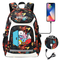 Kpop BTS USB Charging Backpack School NoteBook Laptop Travel Bags