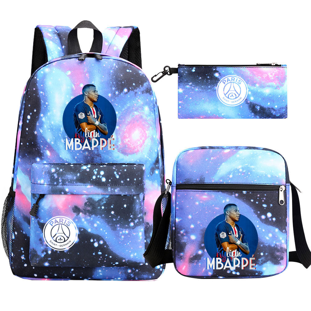 Mbappe Football Player SchoolBag Backpack Shoulder Bag Book Pencil Bags 3pcs Set