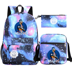 Mbappe Football Player SchoolBag Backpack Shoulder Bag Book Pencil Bags 3pcs Set