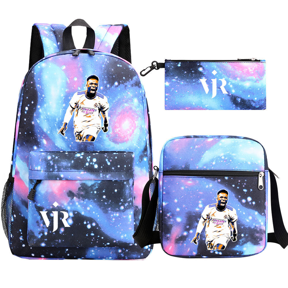 Vinicius Junior Football Player SchoolBag Backpack Shoulder Bag Book Pencil Bags 3pcs Set