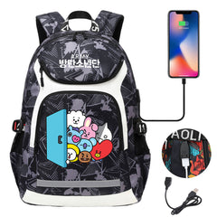 Kpop BTS USB Charging Backpack School NoteBook Laptop Travel Bags