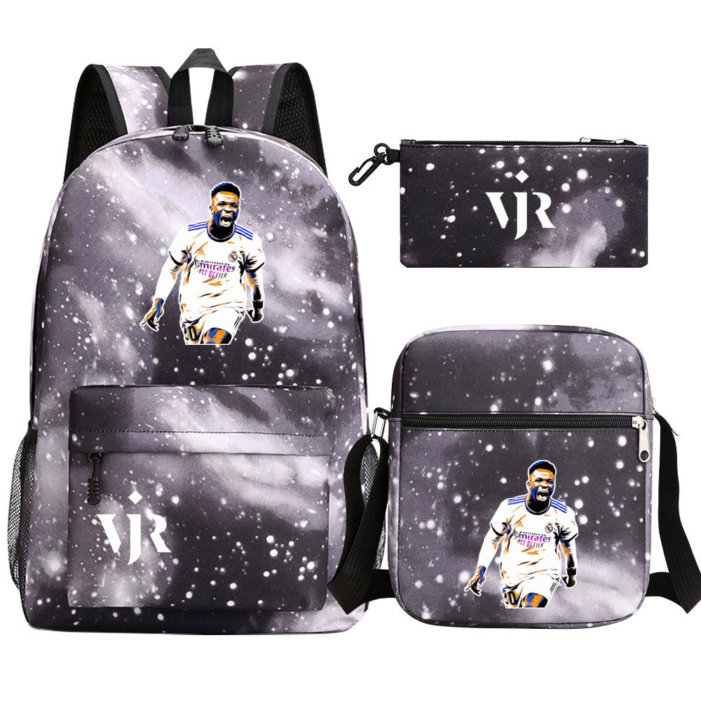 Vinicius Junior Football Player SchoolBag Backpack Shoulder Bag Book Pencil Bags 3pcs Set