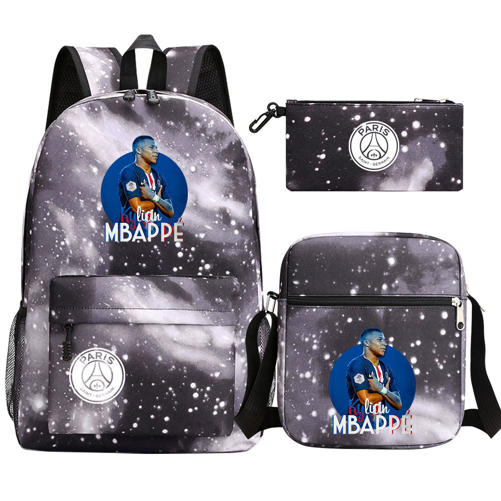 Mbappe Football Player SchoolBag Backpack Shoulder Bag Book Pencil Bags 3pcs Set