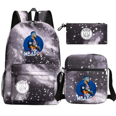 Mbappe Football Player SchoolBag Backpack Shoulder Bag Book Pencil Bags 3pcs Set