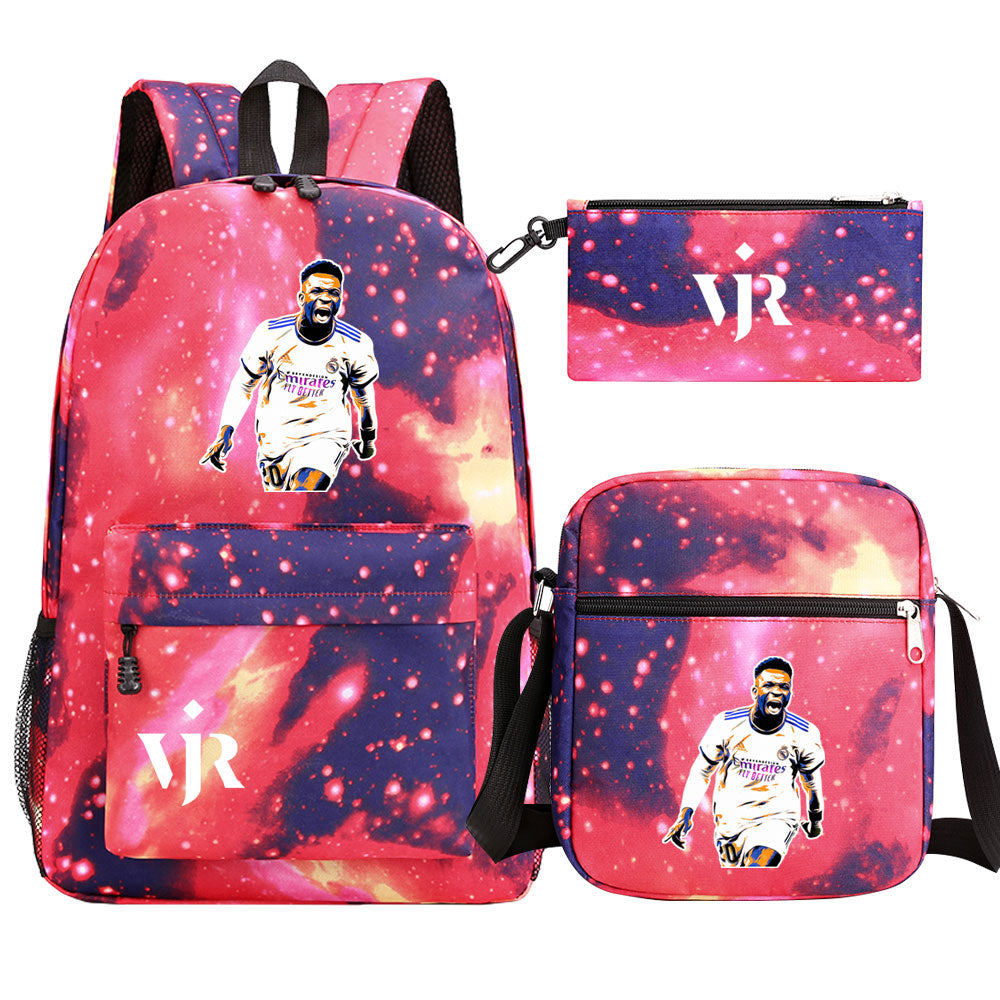 Vinicius Junior Football Player SchoolBag Backpack Shoulder Bag Book Pencil Bags 3pcs Set