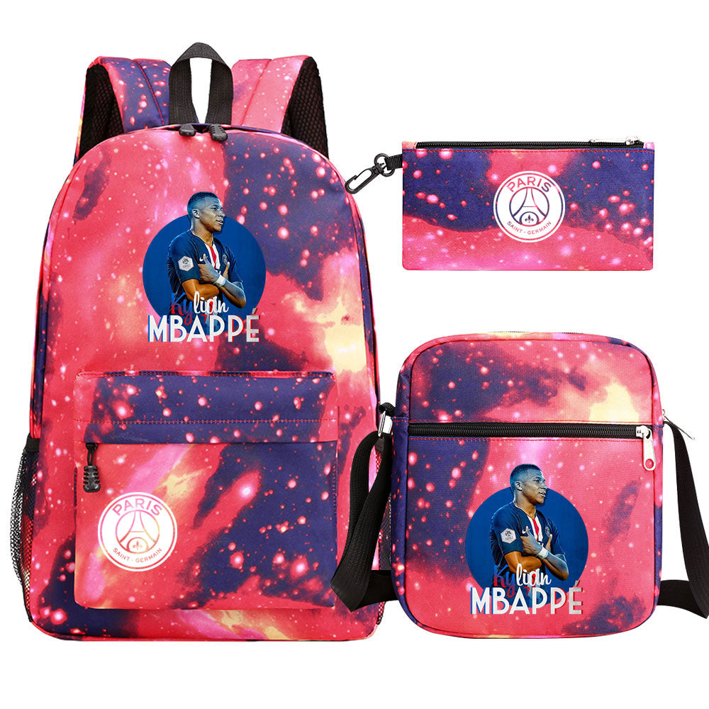 Mbappe Football Player SchoolBag Backpack Shoulder Bag Book Pencil Bags 3pcs Set