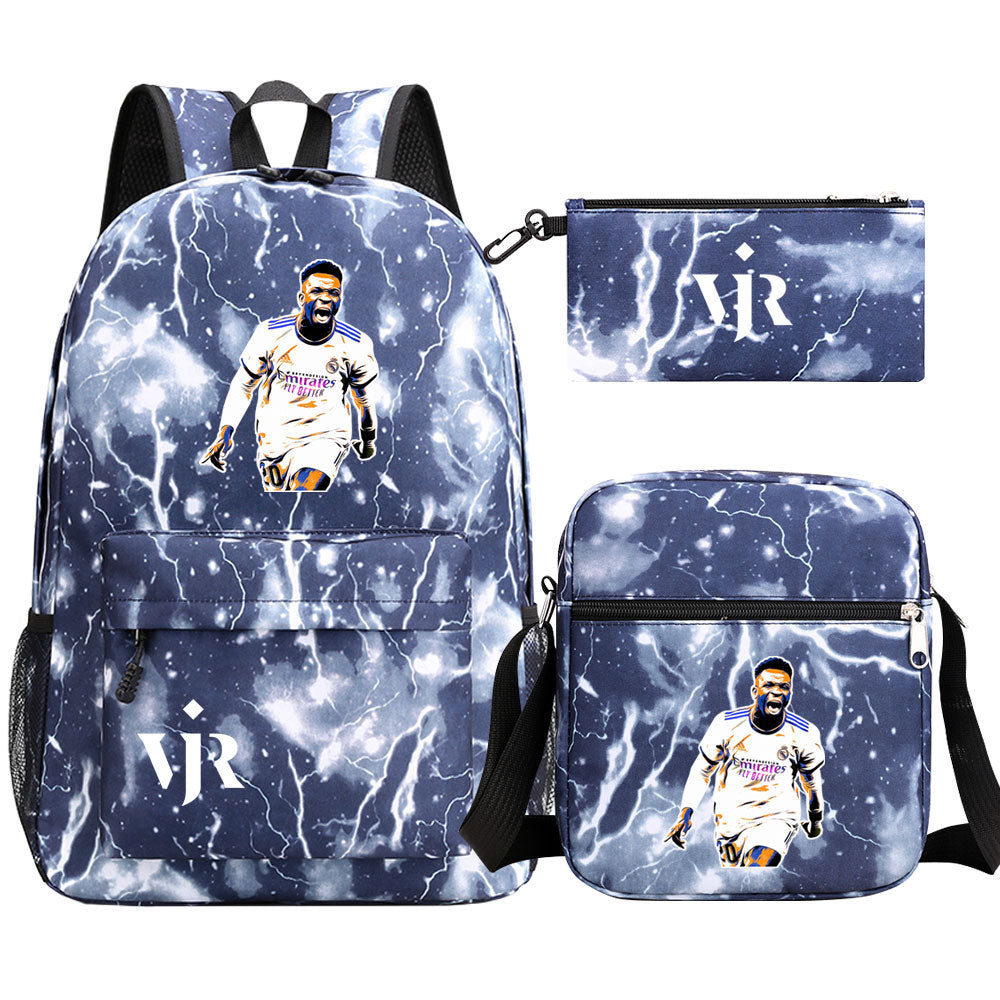 Vinicius Junior Football Player SchoolBag Backpack Shoulder Bag Book Pencil Bags 3pcs Set