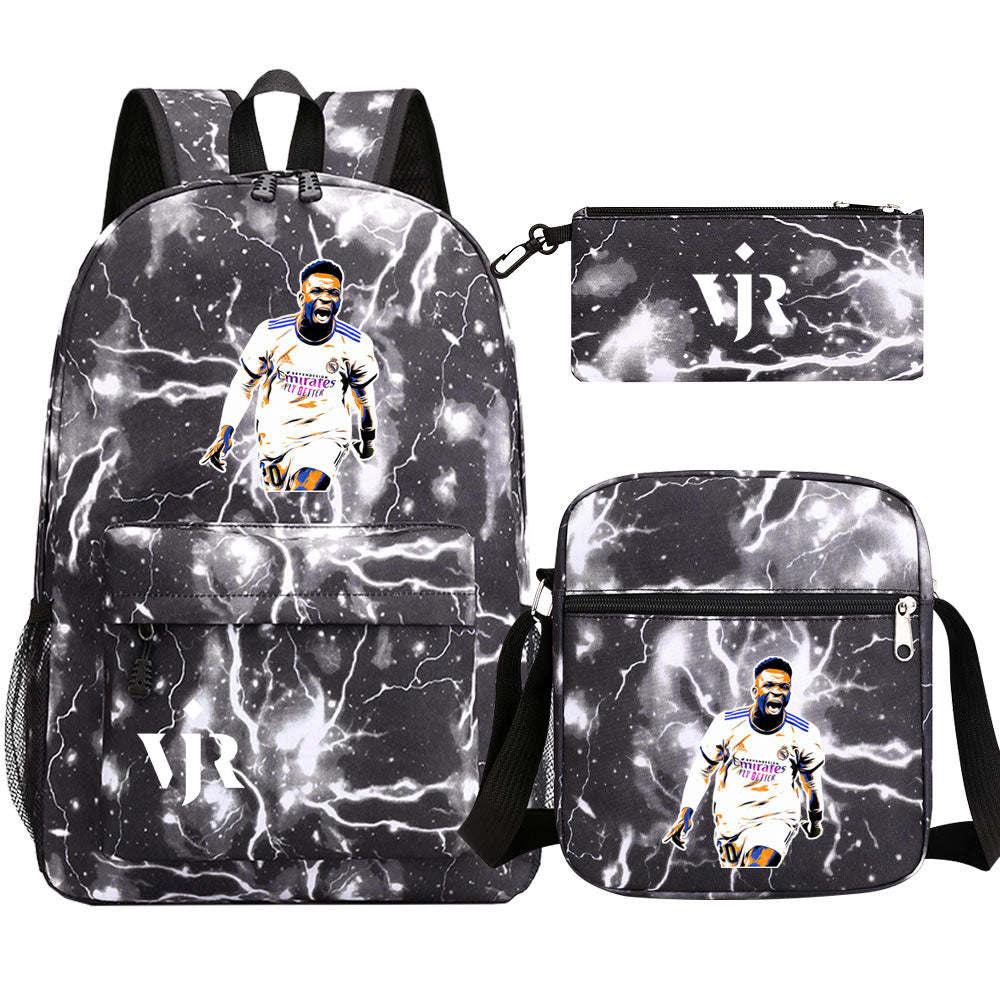 Vinicius Junior Football Player SchoolBag Backpack Shoulder Bag Book Pencil Bags 3pcs Set