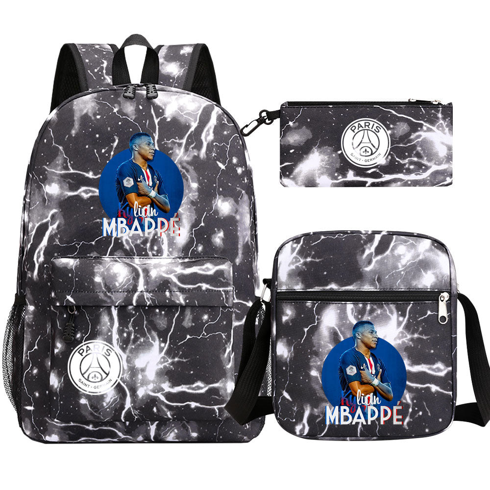 Mbappe Football Player SchoolBag Backpack Shoulder Bag Book Pencil Bags 3pcs Set