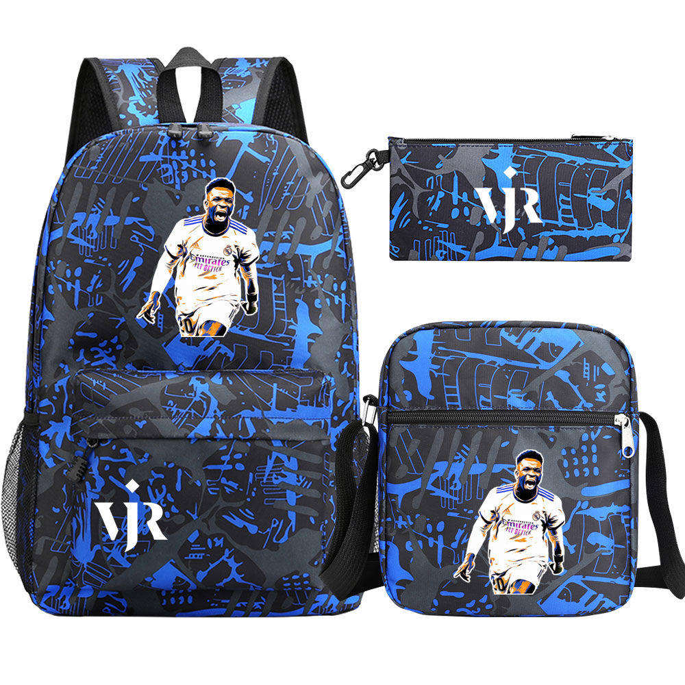 Vinicius Junior Football Player SchoolBag Backpack Shoulder Bag Book Pencil Bags 3pcs Set