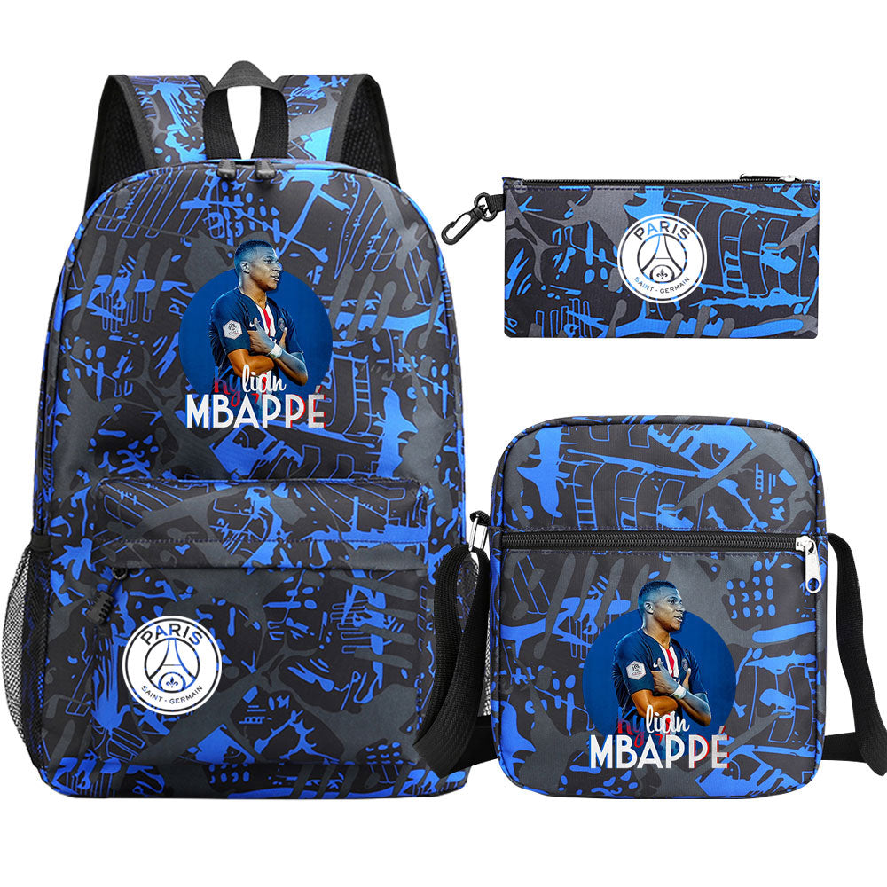 Mbappe Football Player SchoolBag Backpack Shoulder Bag Book Pencil Bags 3pcs Set