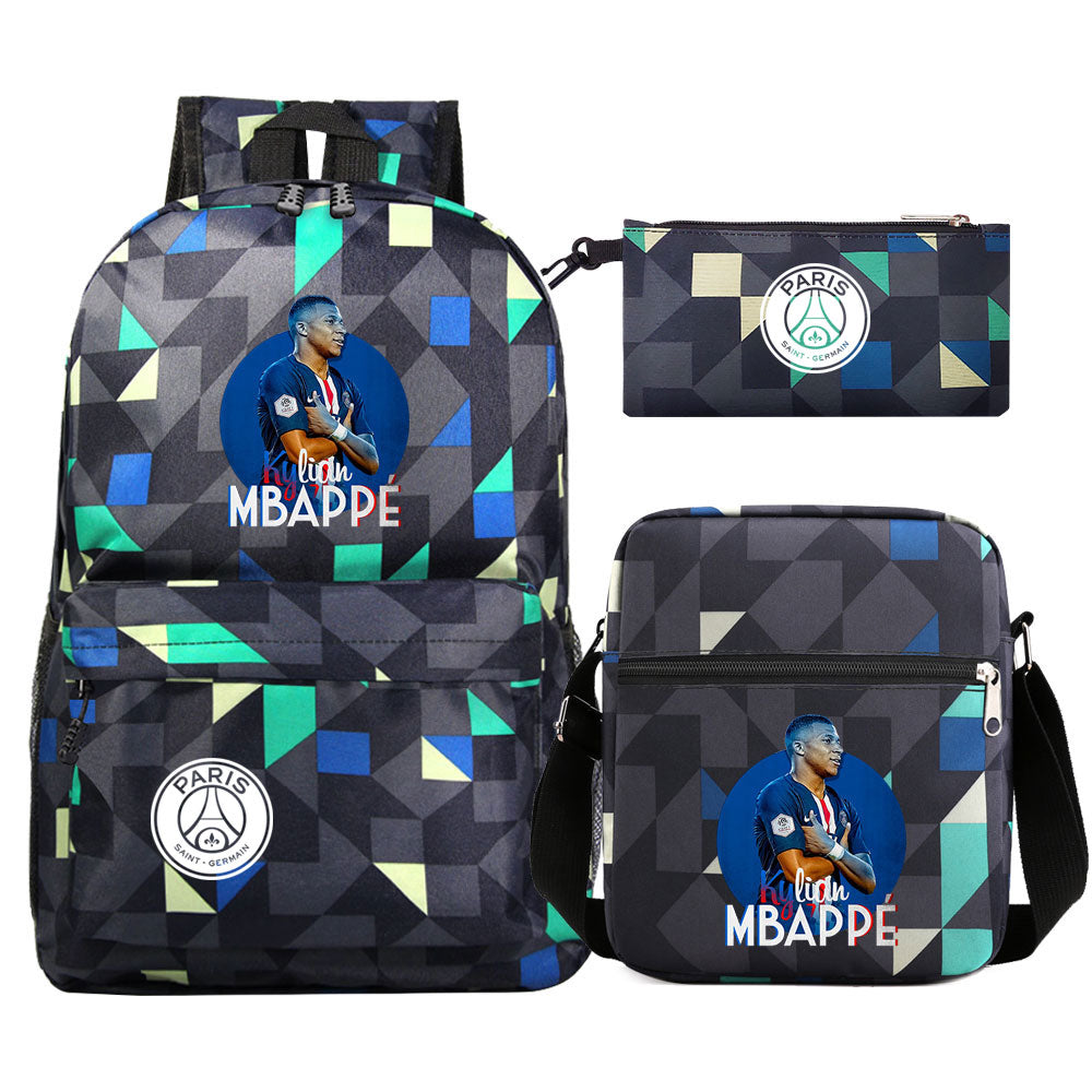 Mbappe Football Player SchoolBag Backpack Shoulder Bag Book Pencil Bags 3pcs Set