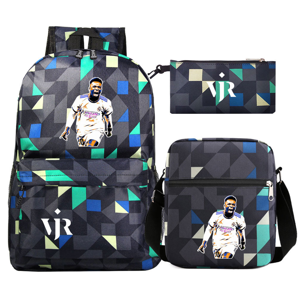 Vinicius Junior Football Player SchoolBag Backpack Shoulder Bag Book Pencil Bags 3pcs Set