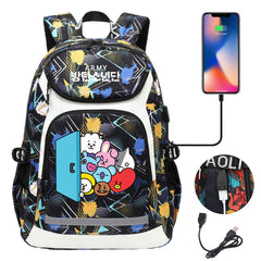 Kpop BTS USB Charging Backpack School NoteBook Laptop Travel Bags