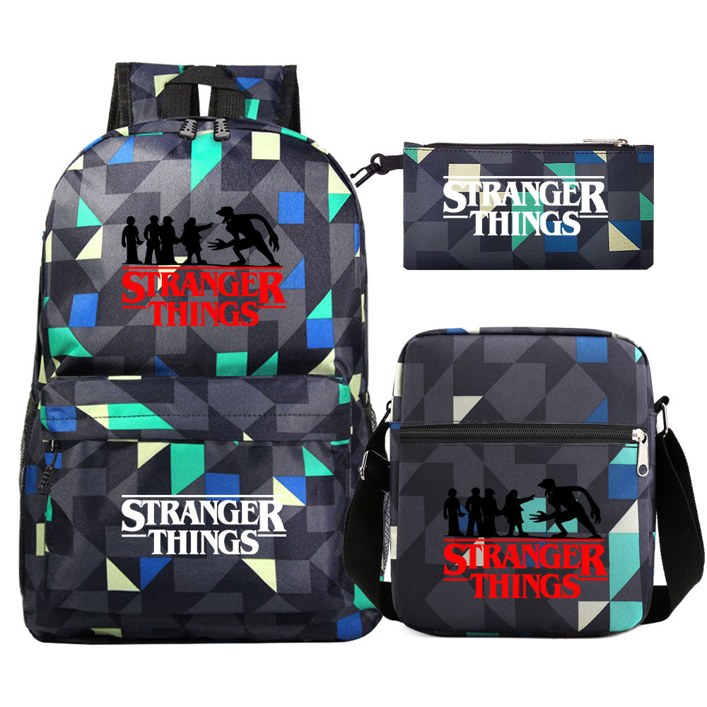 Strangers Things SchoolBag Backpack Shoulder Bag Book Pencil Bags 3pcs Set