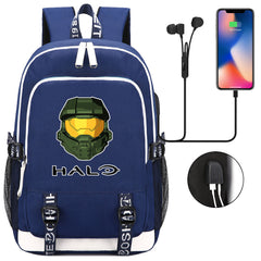 Halo Infinite USB Charging Backpack School Note Book Laptop Travel Bags