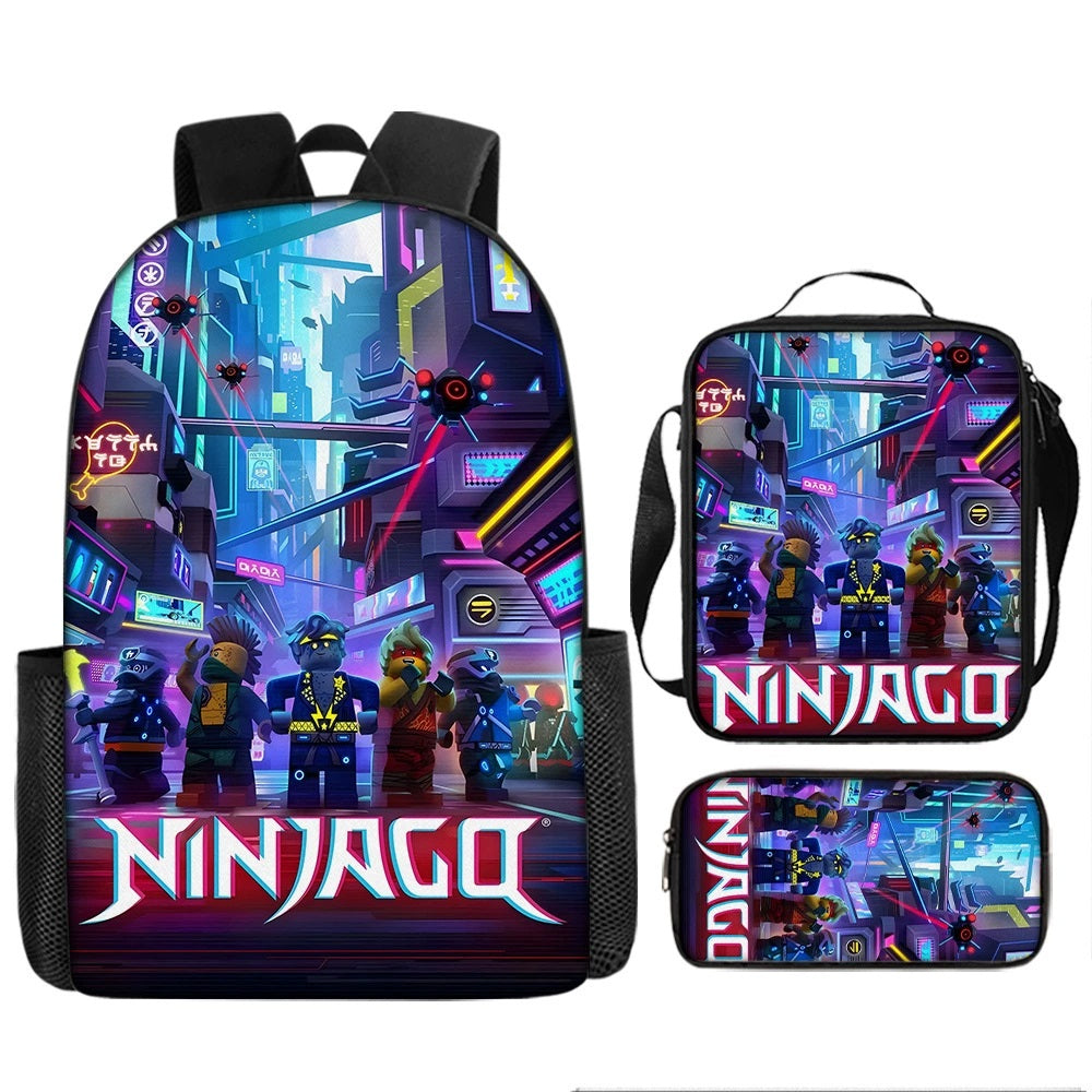 Ninjago Schoolbag Backpack Lunch Bag Pencil Case 3pcs Set Gift for Kids Students