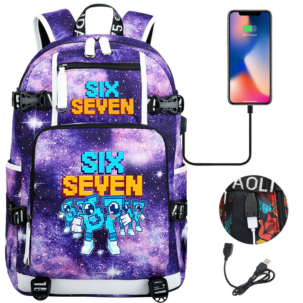 Steal a Brainrot 67 USB Charging Backpack School NoteBook Laptop Travel Bags