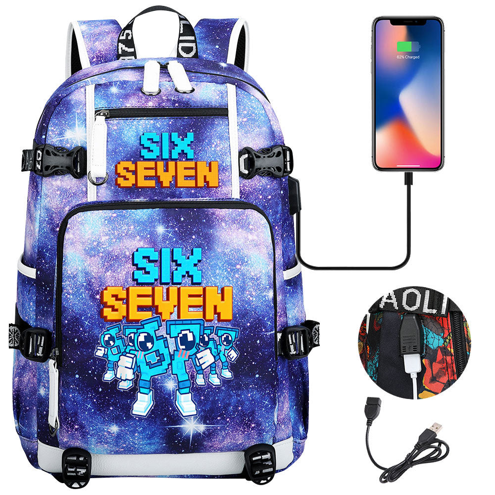 Steal a Brainrot 67 USB Charging Backpack School NoteBook Laptop Travel Bags