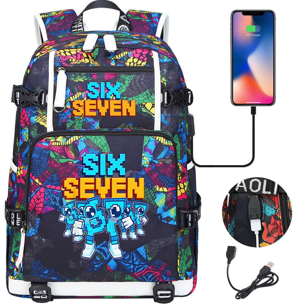 Steal a Brainrot 67 USB Charging Backpack School NoteBook Laptop Travel Bags