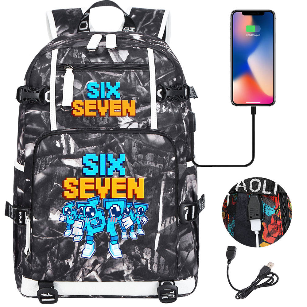 Steal a Brainrot 67 USB Charging Backpack School NoteBook Laptop Travel Bags