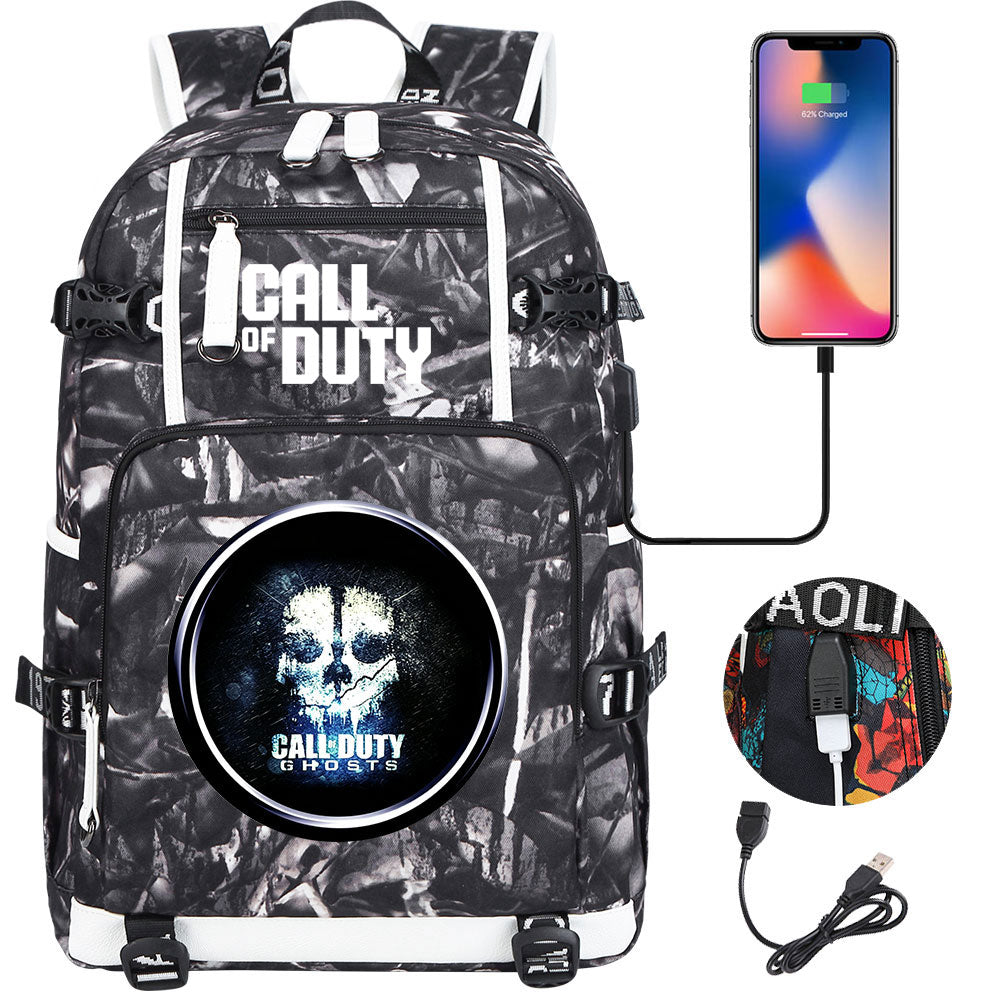 Call of Duty USB Charging Backpack School NoteBook Laptop Travel Bags