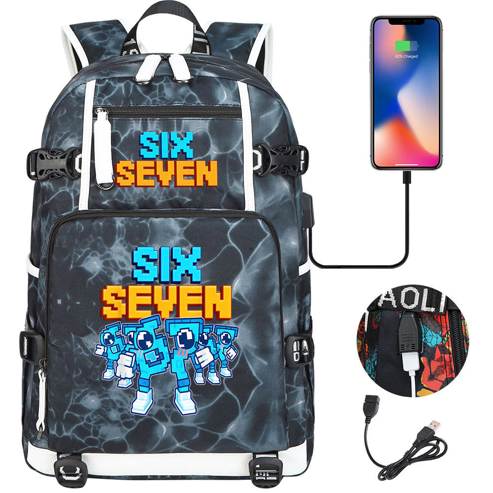 Steal a Brainrot 67 USB Charging Backpack School NoteBook Laptop Travel Bags