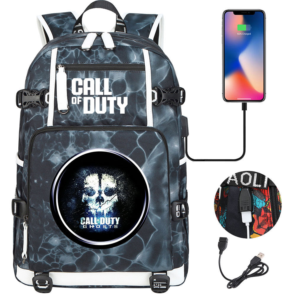 Call of Duty USB Charging Backpack School NoteBook Laptop Travel Bags