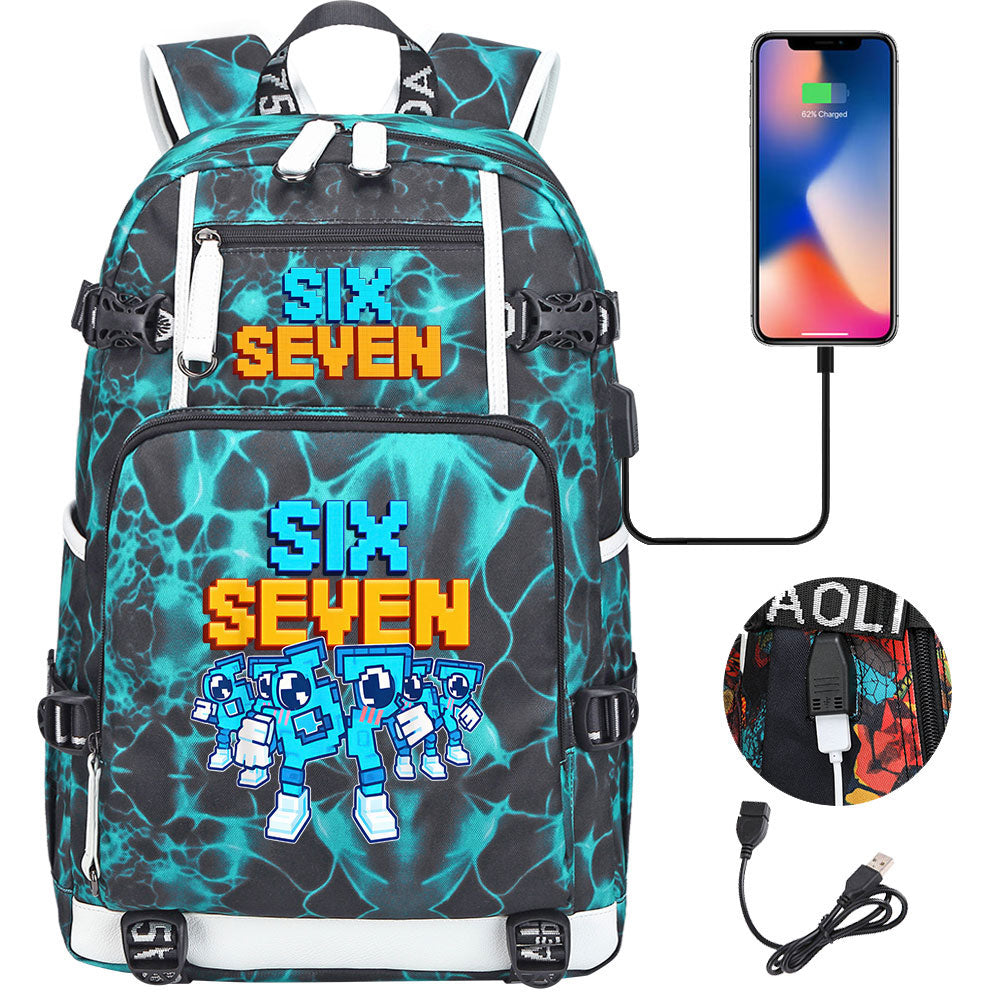 Steal a Brainrot 67 USB Charging Backpack School NoteBook Laptop Travel Bags