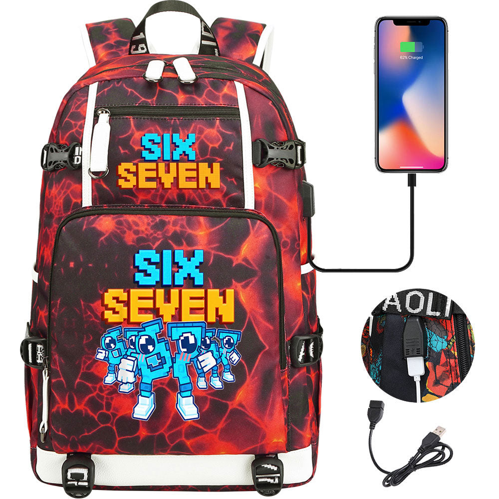 Steal a Brainrot 67 USB Charging Backpack School NoteBook Laptop Travel Bags