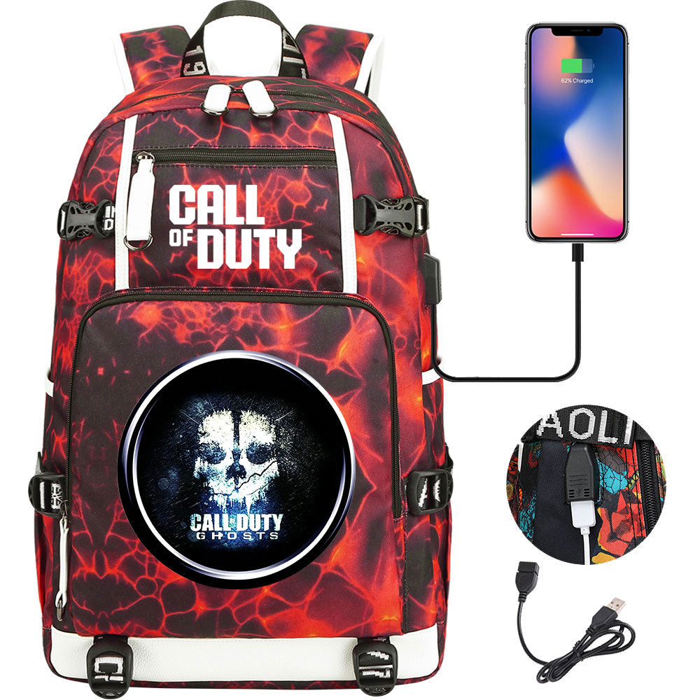 Call of Duty USB Charging Backpack School NoteBook Laptop Travel Bags