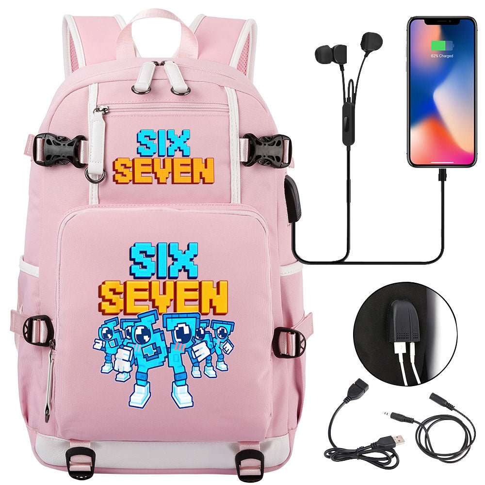 Steal a Brainrot 67 USB Charging Backpack School NoteBook Laptop Travel Bags