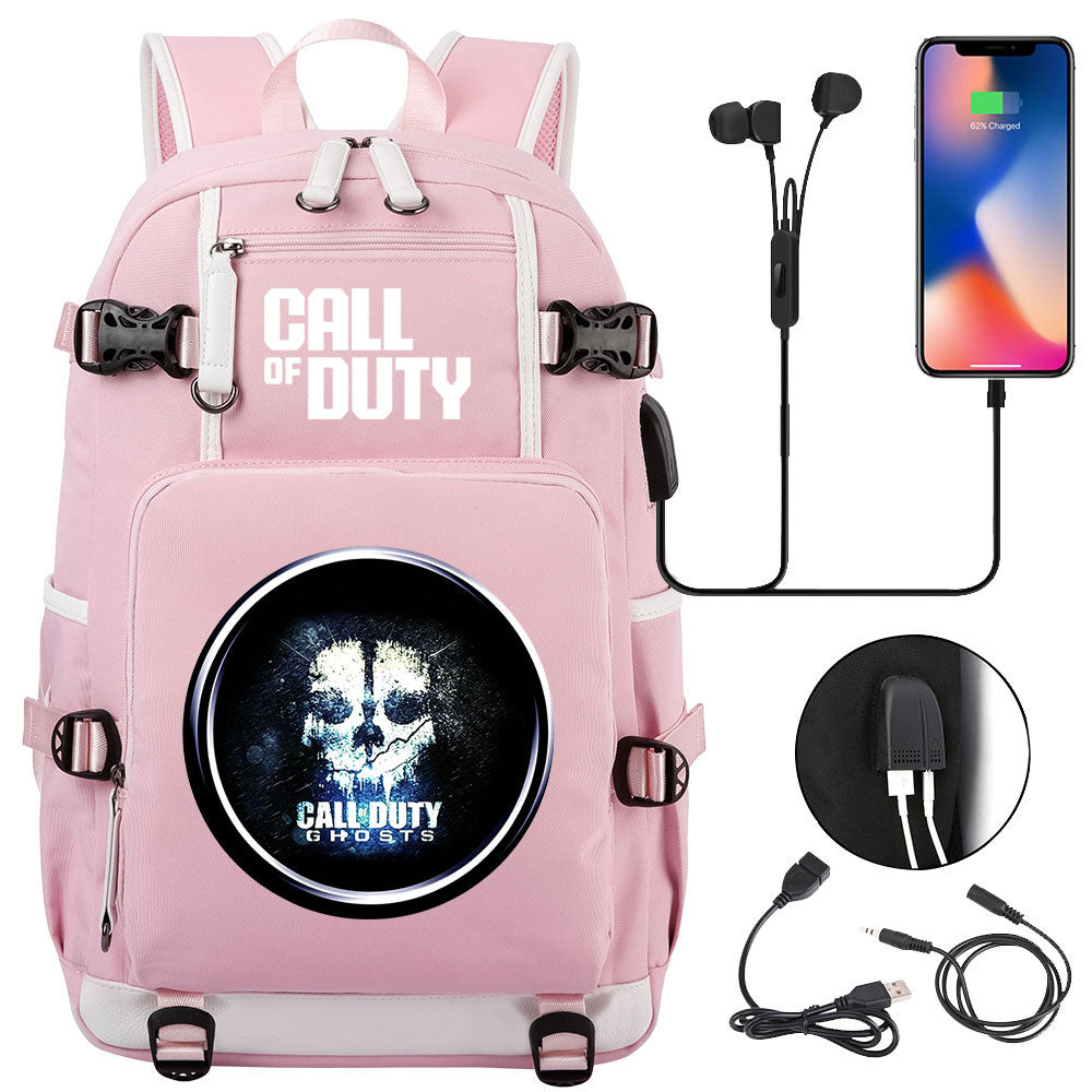 Call of Duty USB Charging Backpack School NoteBook Laptop Travel Bags