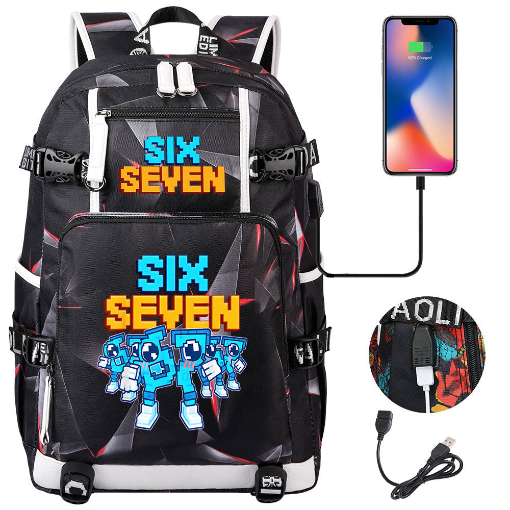 Steal a Brainrot 67 USB Charging Backpack School NoteBook Laptop Travel Bags