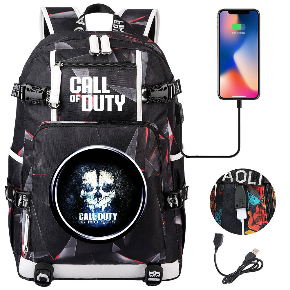 Call of Duty USB Charging Backpack School NoteBook Laptop Travel Bags