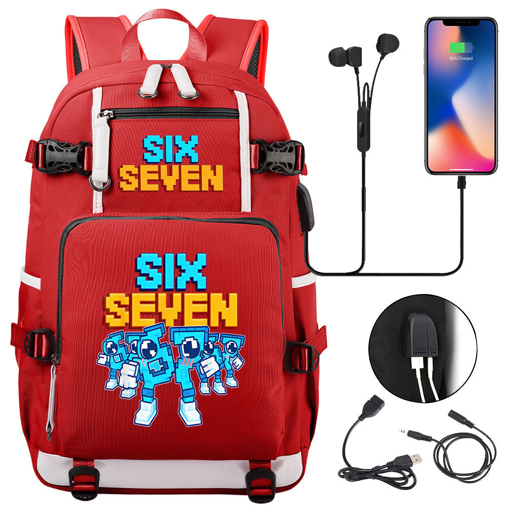 Steal a Brainrot 67 USB Charging Backpack School NoteBook Laptop Travel Bags