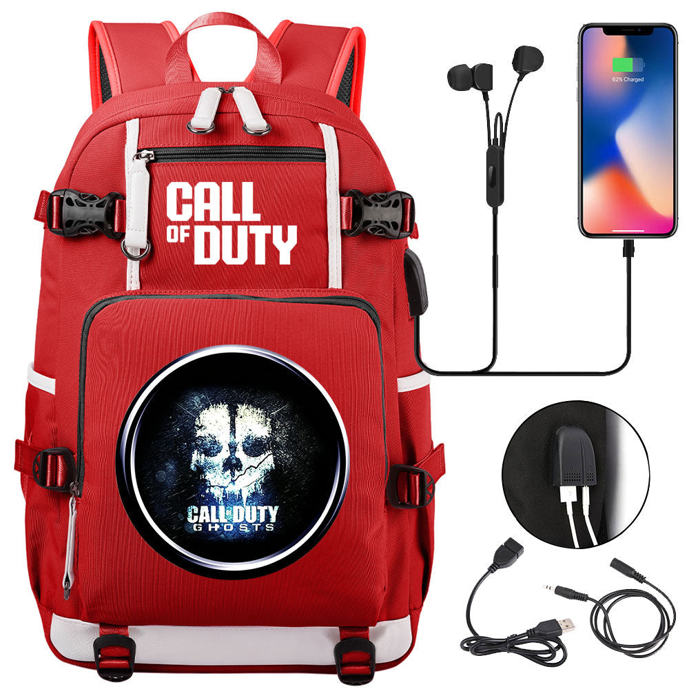 Call of Duty USB Charging Backpack School NoteBook Laptop Travel Bags