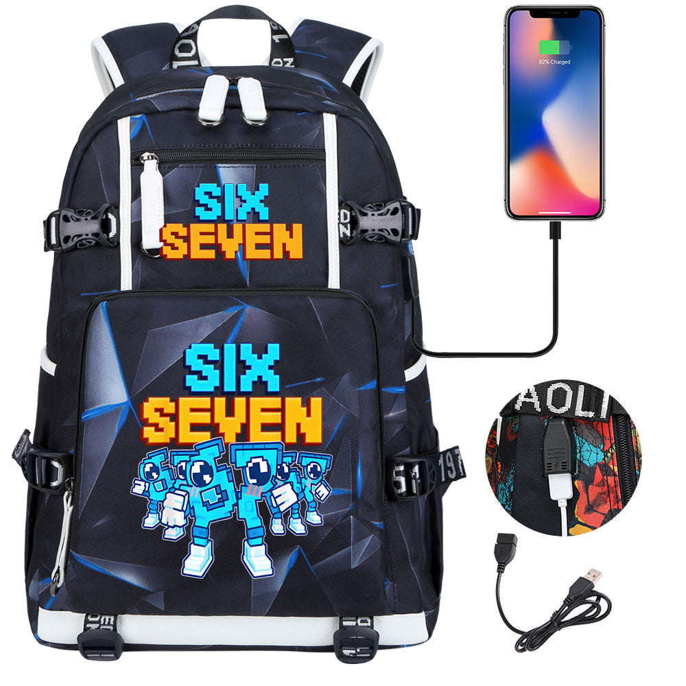 Steal a Brainrot 67 USB Charging Backpack School NoteBook Laptop Travel Bags